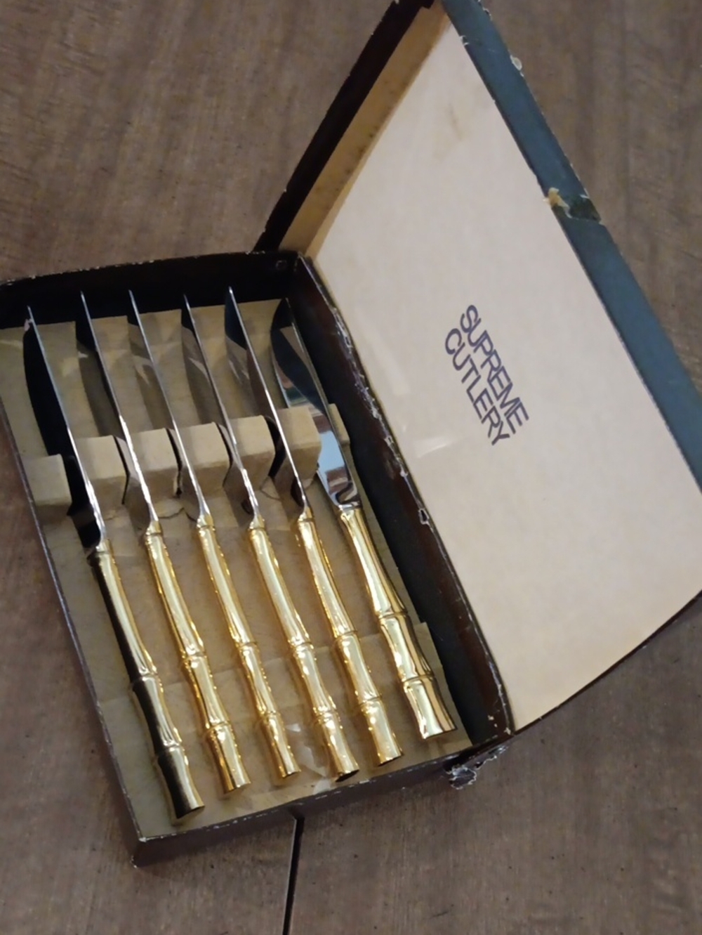 Gold Handle Dinner Knife Set - 6 Pieces